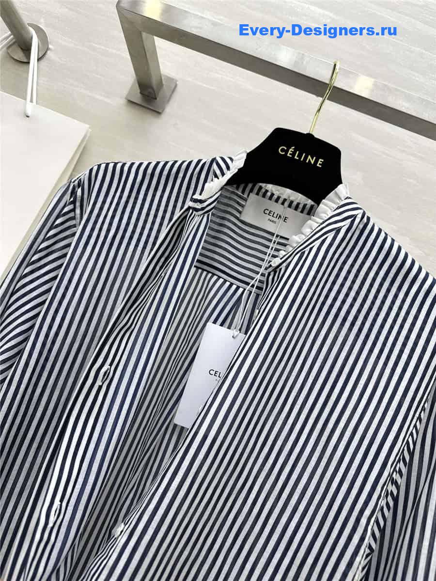 Ce1i*e vertical striped stand collar shirt