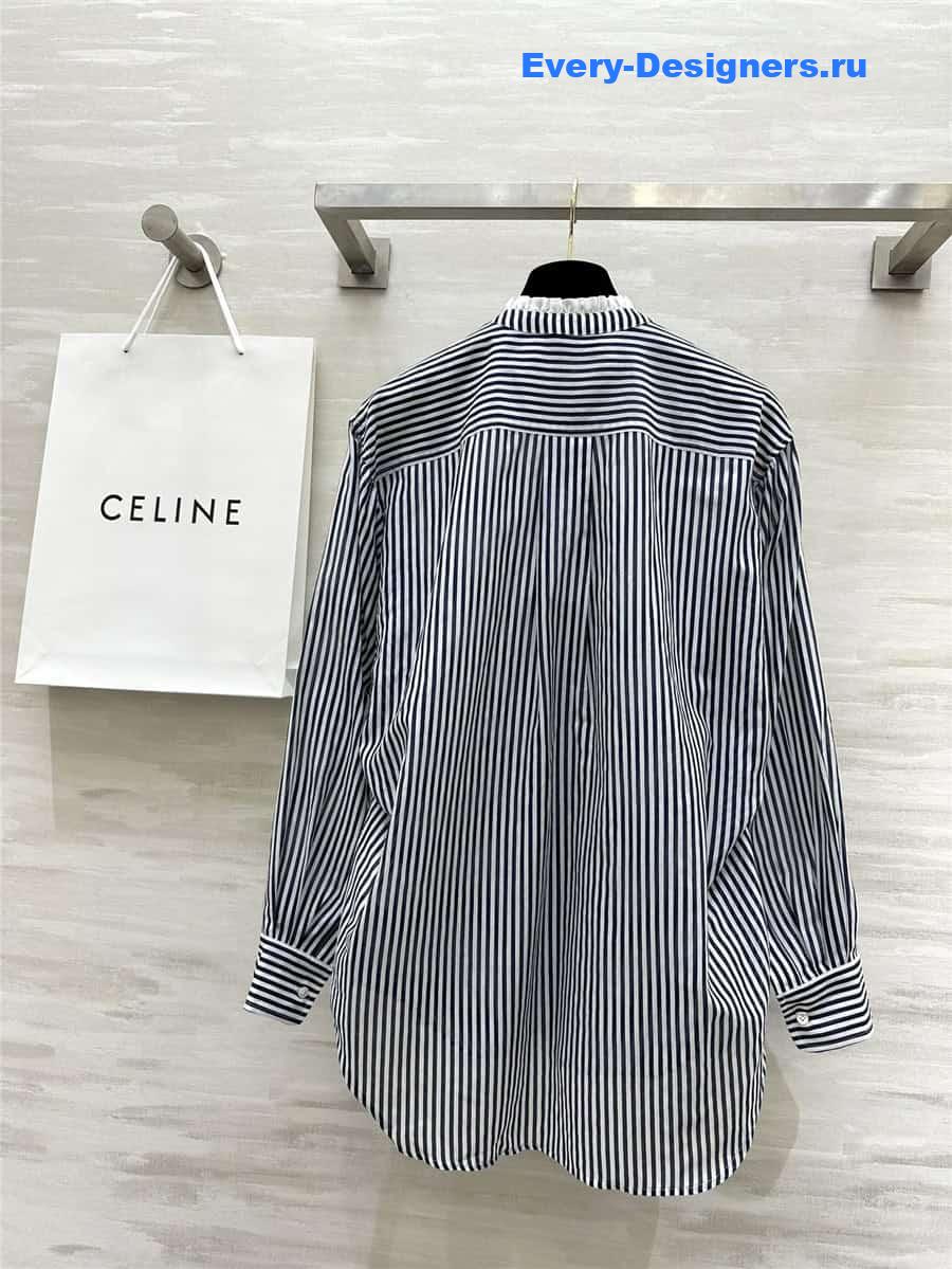 Ce1i*e vertical striped stand collar shirt