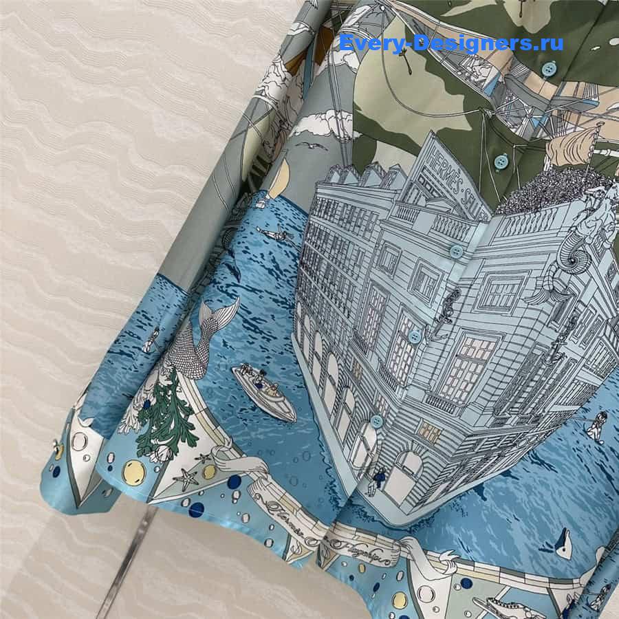 H**me5 scarf print silk shirt