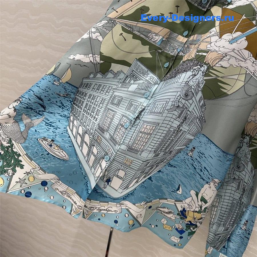 H**me5 scarf print silk shirt