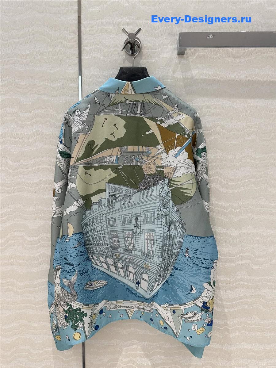 H**me5 scarf print silk shirt