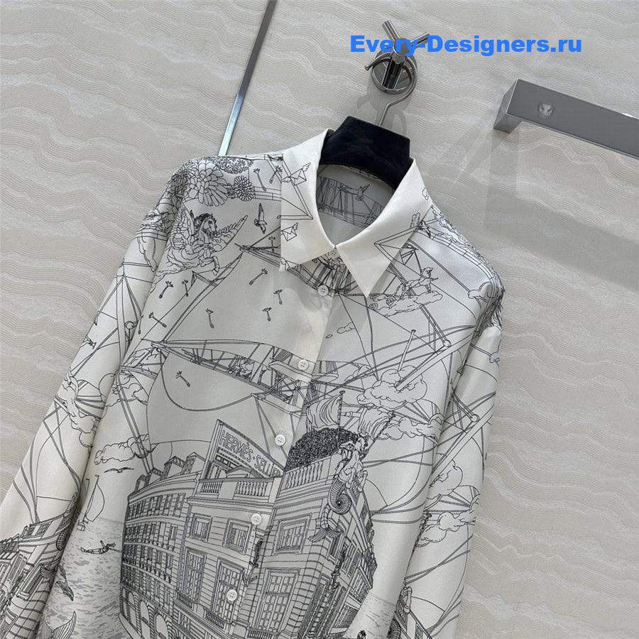 H**me5 scarf print silk shirt