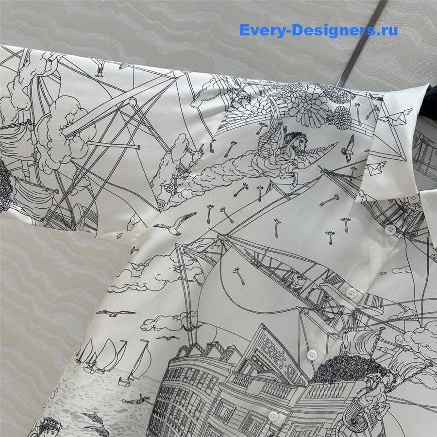 H**me5 scarf print silk shirt