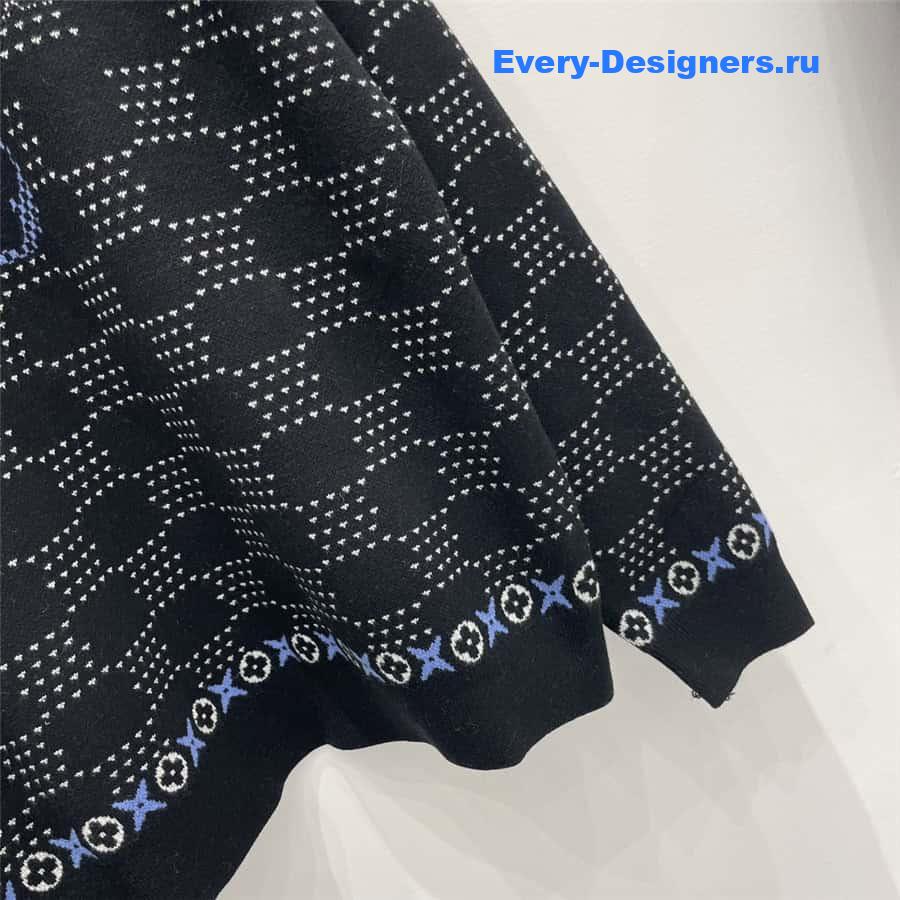 LV Jacquard Wool Sweater in Black