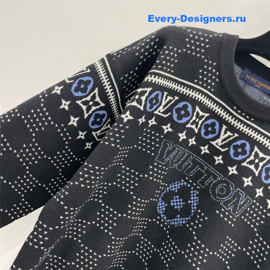 LV Jacquard Wool Sweater in Black