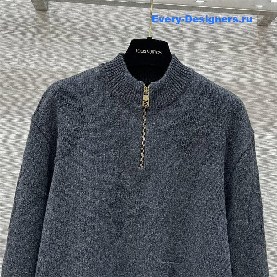 LV Monogram Jacquard Half Zip Sweater