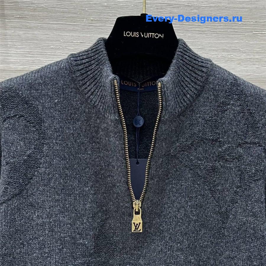 LV Monogram Jacquard Half Zip Sweater