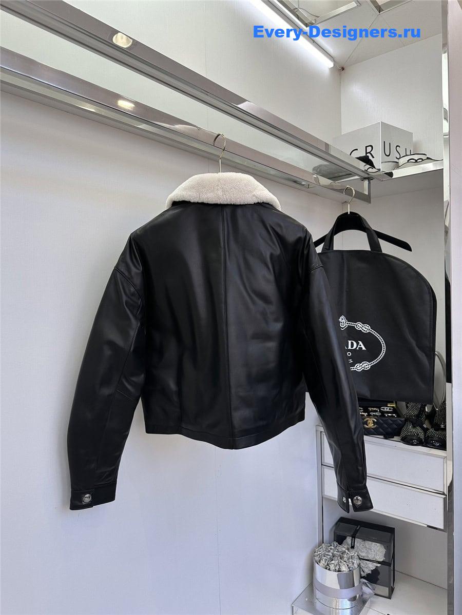 Pra*a lambswool collar quilted flight suit