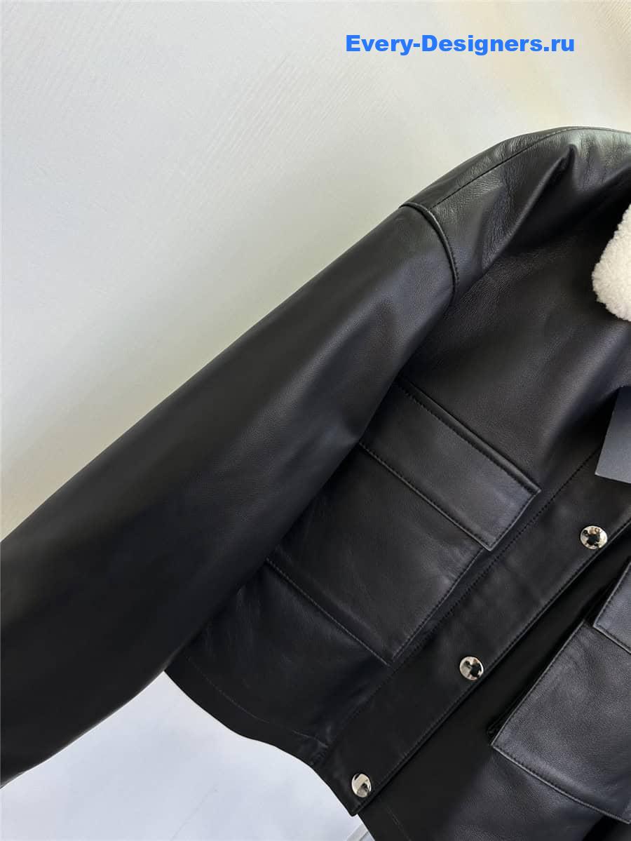 Pra*a lambswool collar quilted flight suit