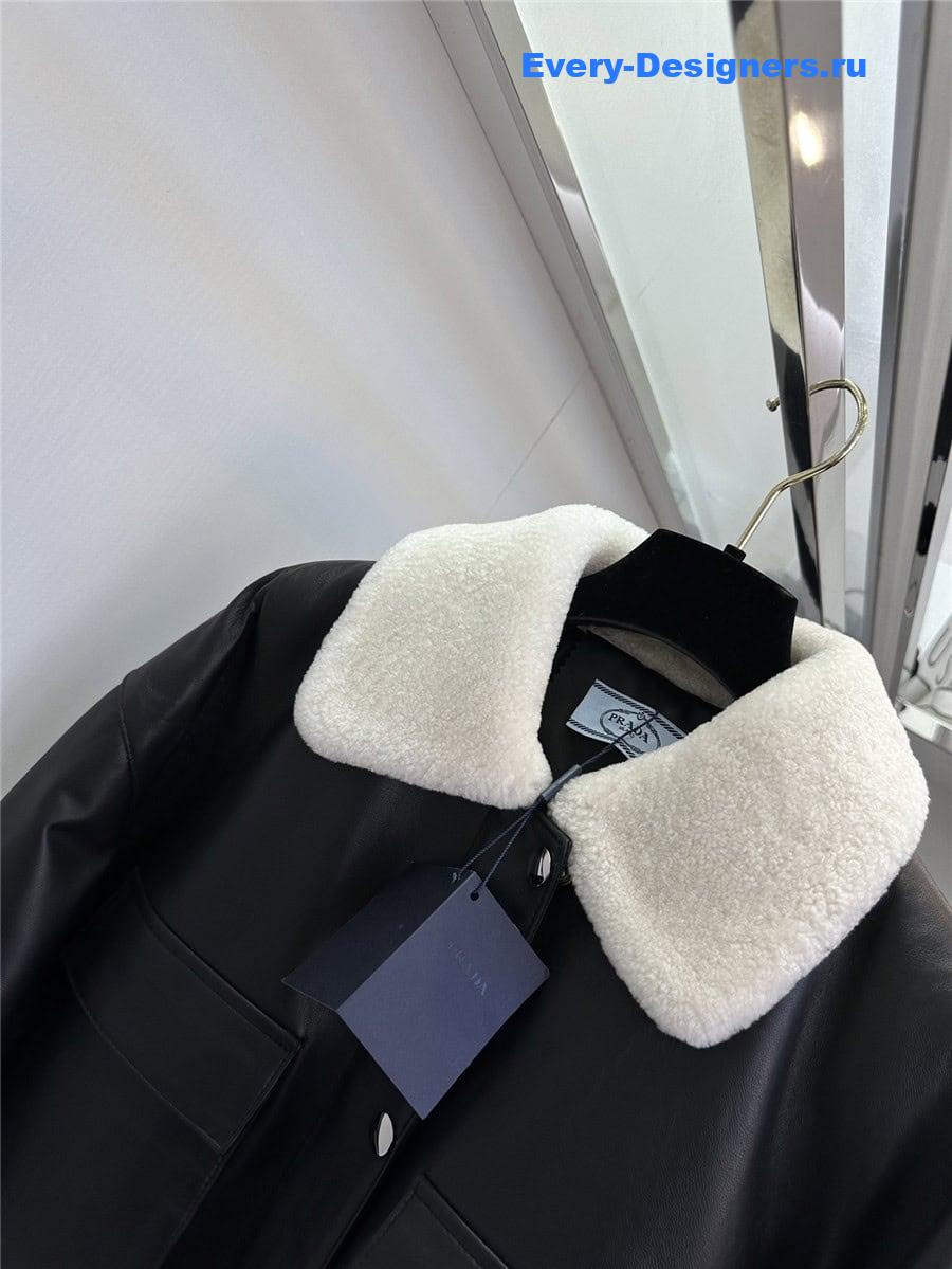 Pra*a lambswool collar quilted flight suit