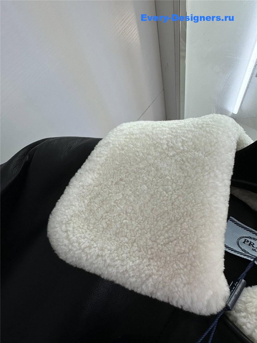 Pra*a lambswool collar quilted flight suit