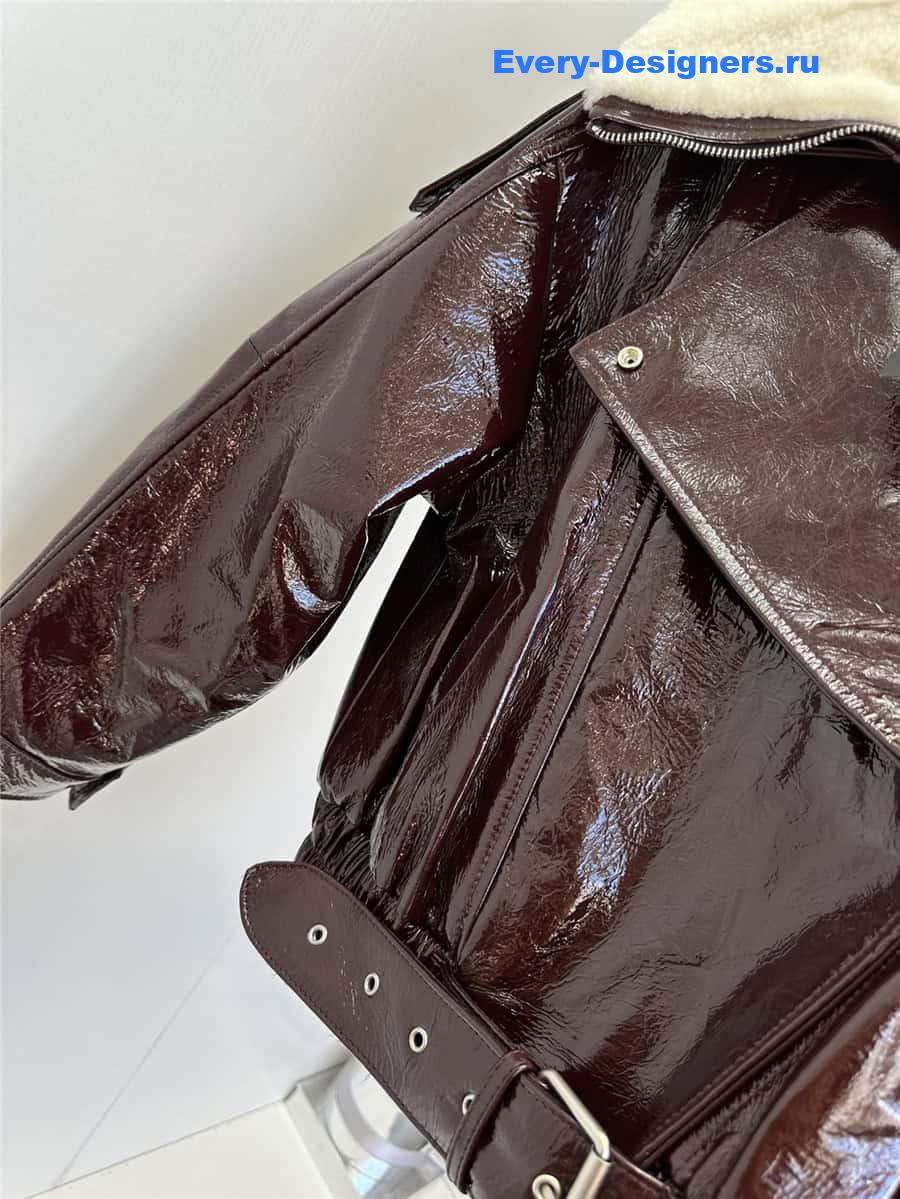 Y51 fur collar leather jacket
