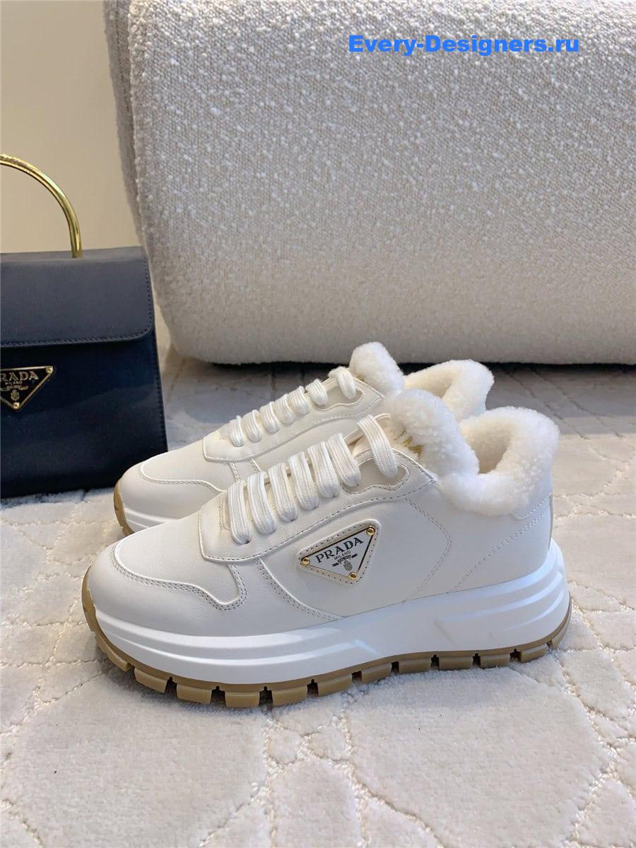 Pra*a triangle logo lace-in sneakers white