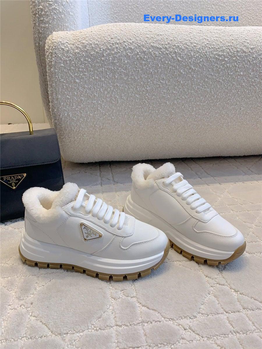 Pra*a triangle logo lace-in sneakers white