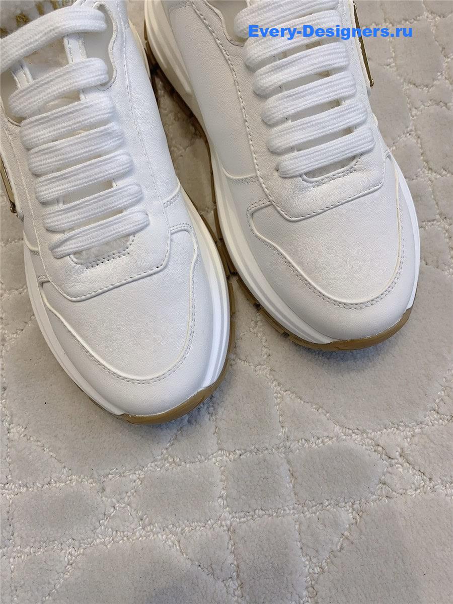 Pra*a triangle logo lace-in sneakers white