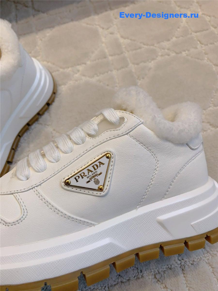 Pra*a triangle logo lace-in sneakers white