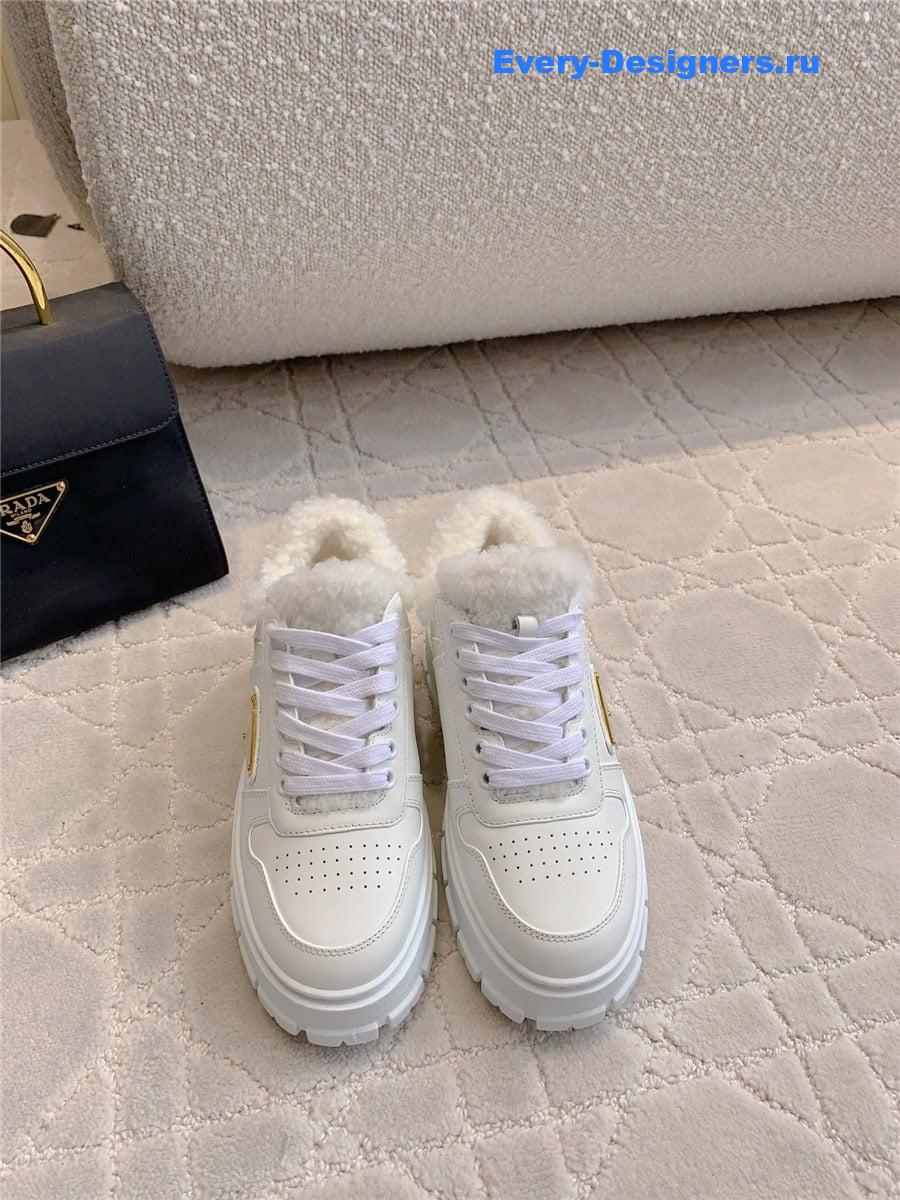 Pra*a triangle logo plaque lace-up sneakers