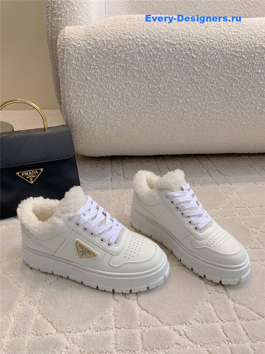 Pra*a triangle logo plaque lace-up sneakers