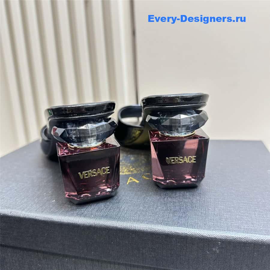 Versace Chunky Perfume Heels Pattern Mules in Black