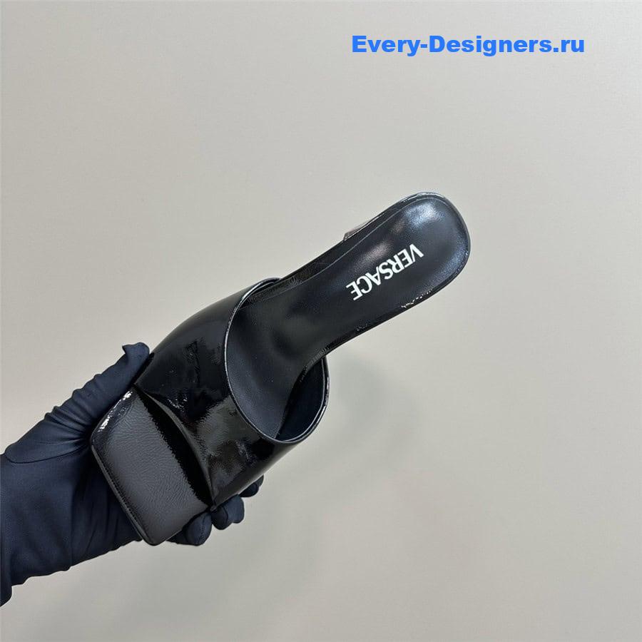 Versace Chunky Perfume Heels Pattern Mules in Black