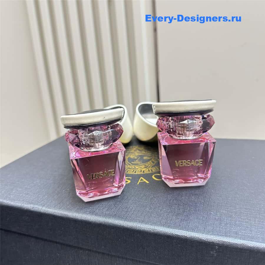 Versace Chunky Perfume Heels Pattern Mules in White