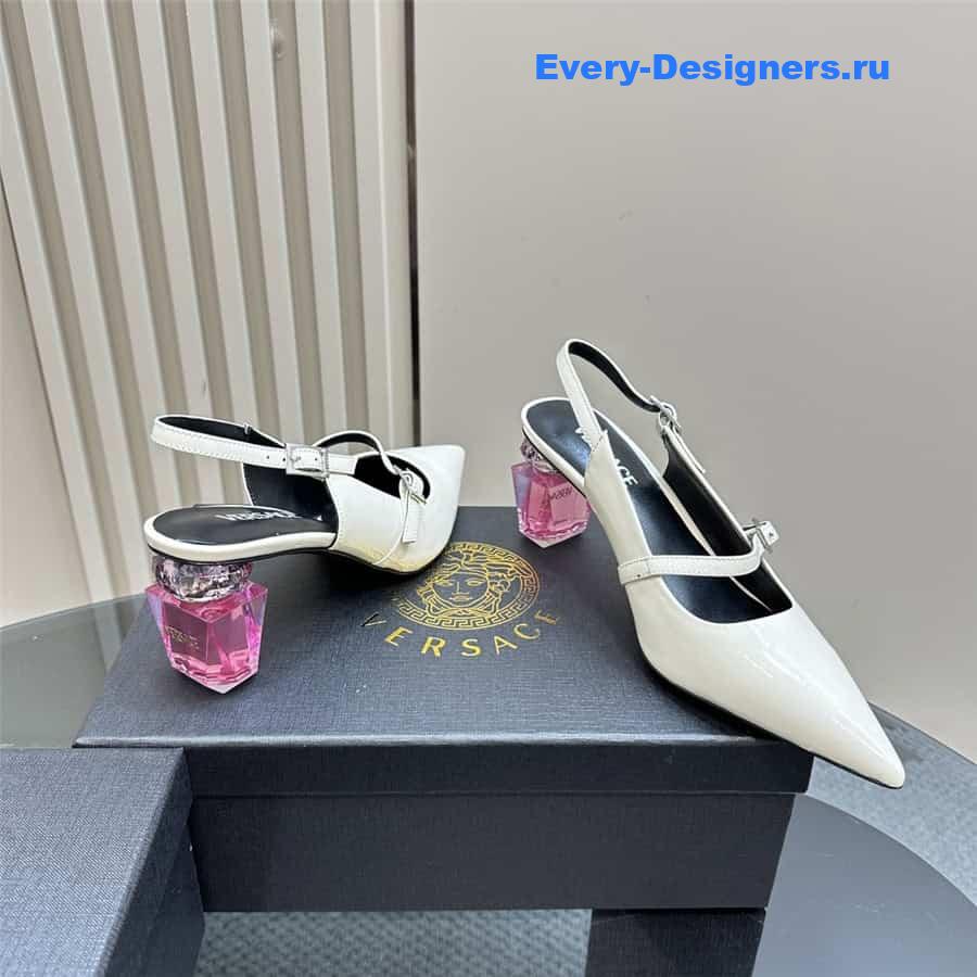 Versace Perfume Heels White Slingbacks