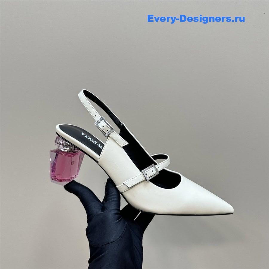 Versace Perfume Heels White Slingbacks