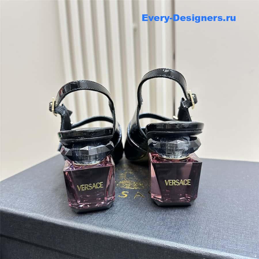 Versace Perfume Heels Black Slingbacks
