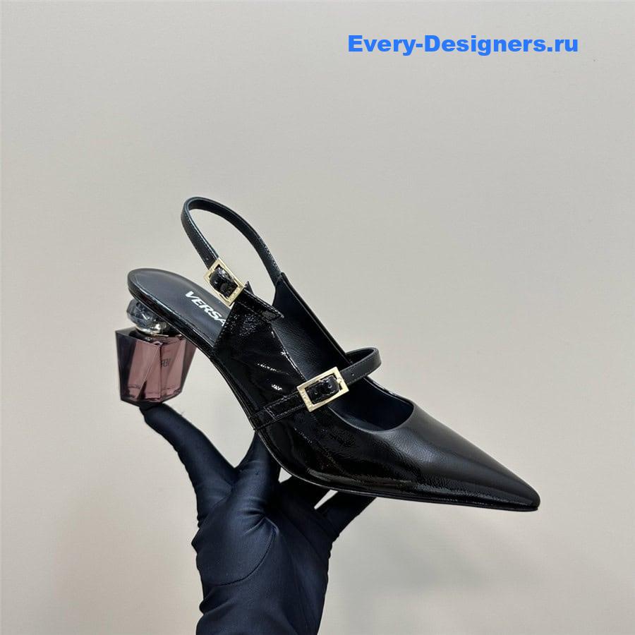 Versace Perfume Heels Black Slingbacks