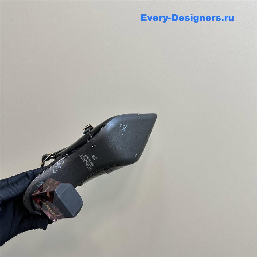 Versace Perfume Heels Black Slingbacks