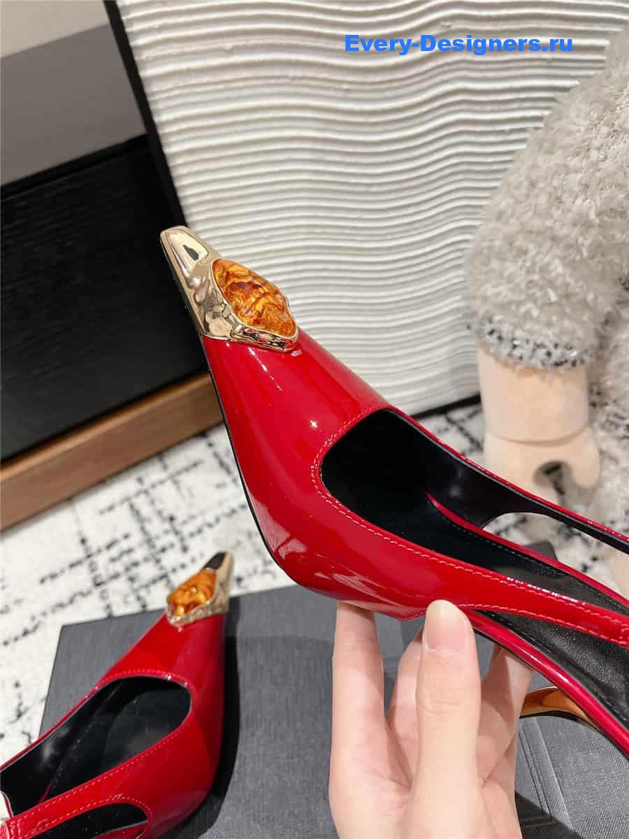 Y51 jeanne slingback pumps in red pattern leather