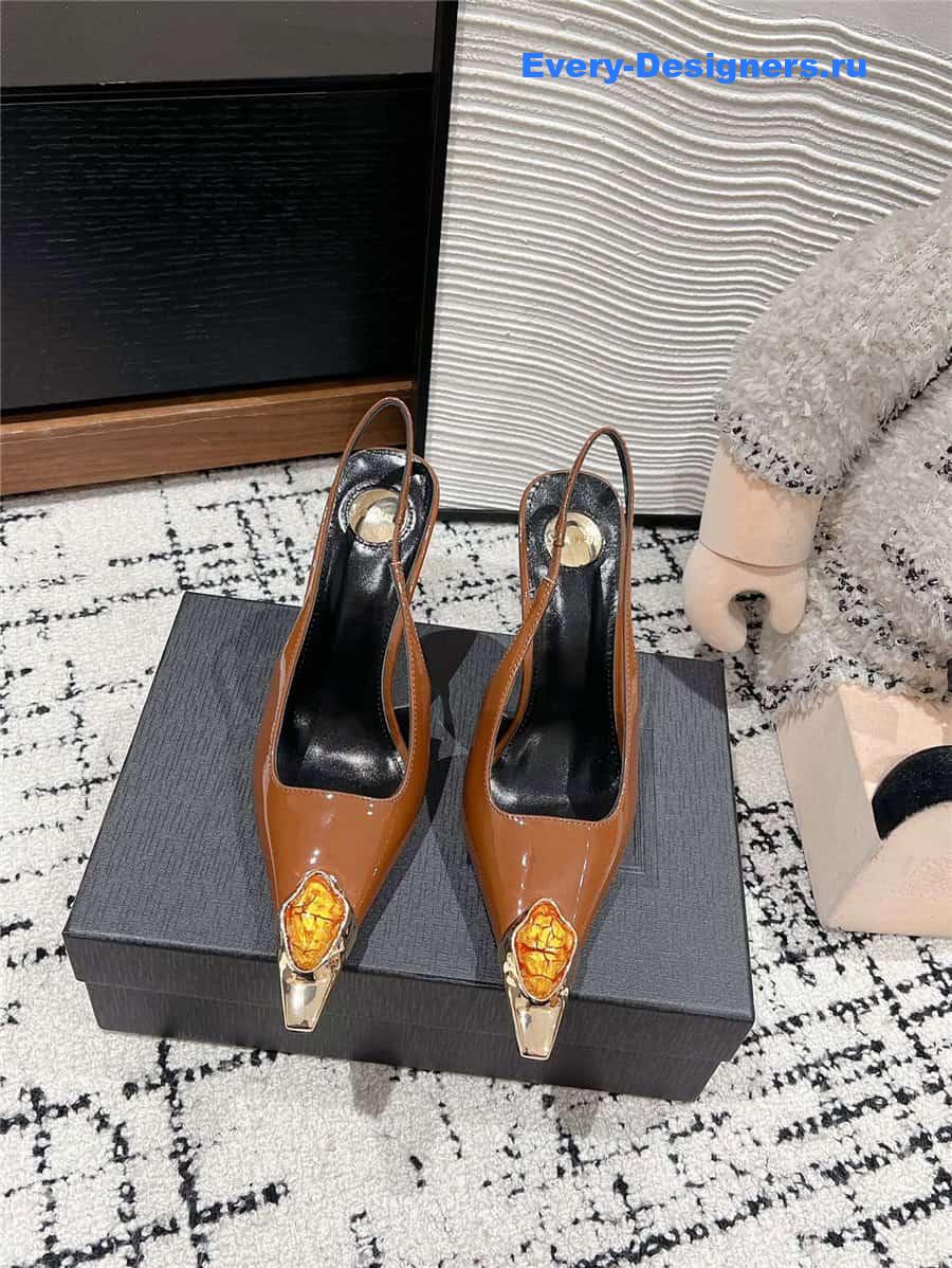 Y51 jeanne slingback pumps in brown pattern leather