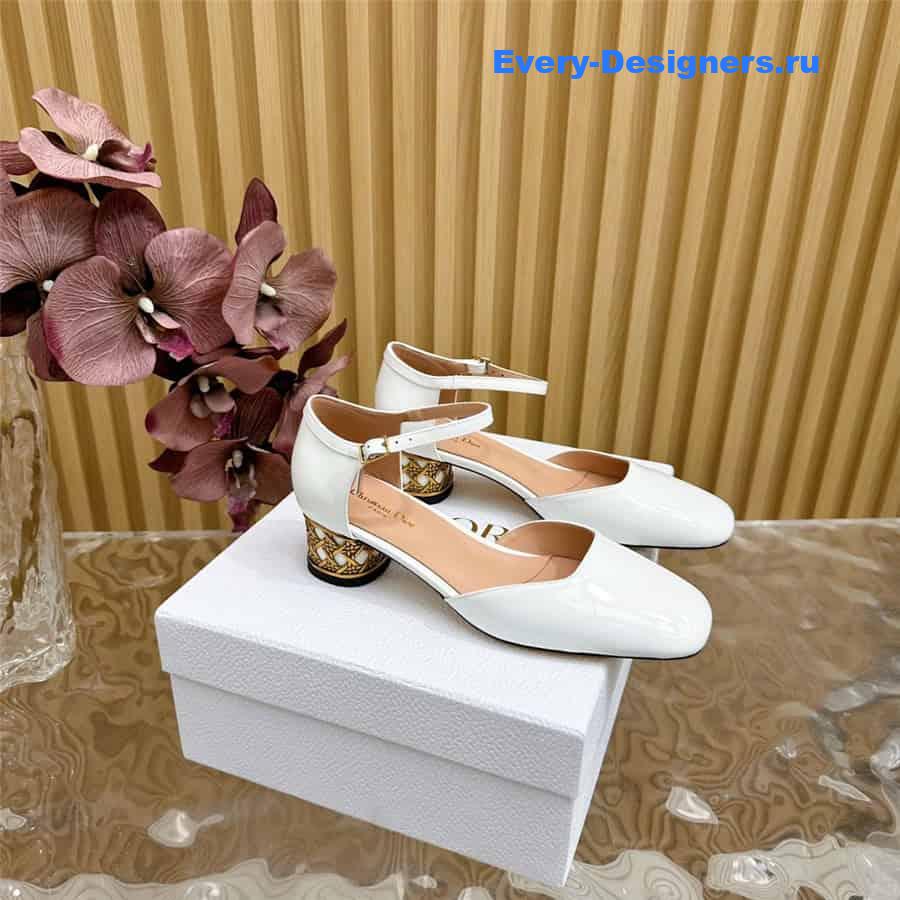 jolie D10r white patent calfskin pumps