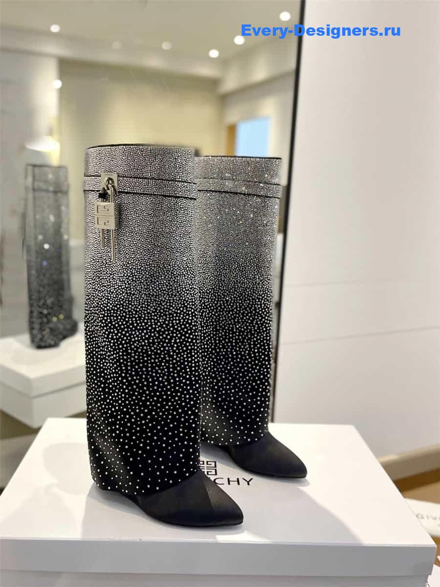 Givenchy Shark Lock Satin Boots with Strass