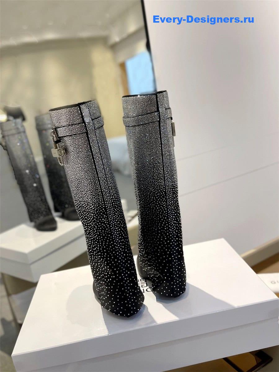 Givenchy Shark Lock Satin Boots with Strass