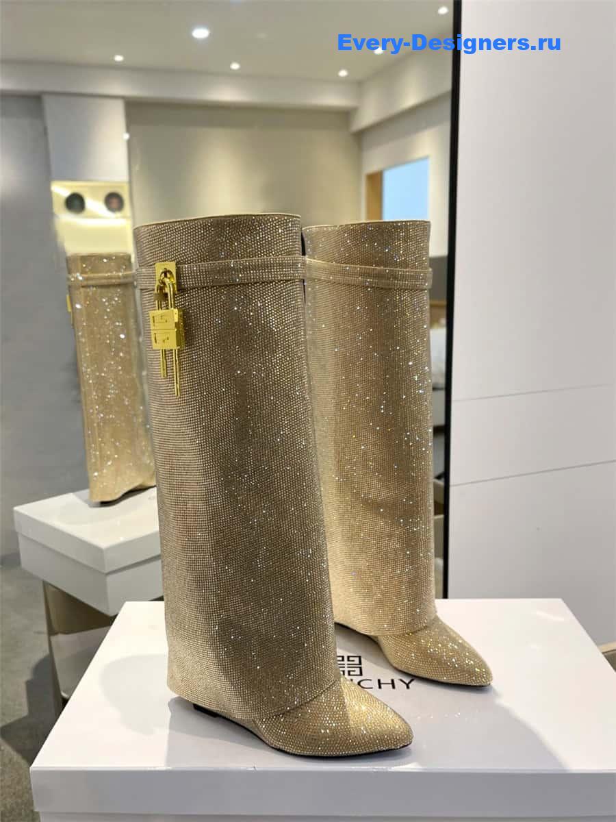 Givenchy Shark Lock Boots in Satin with Strass