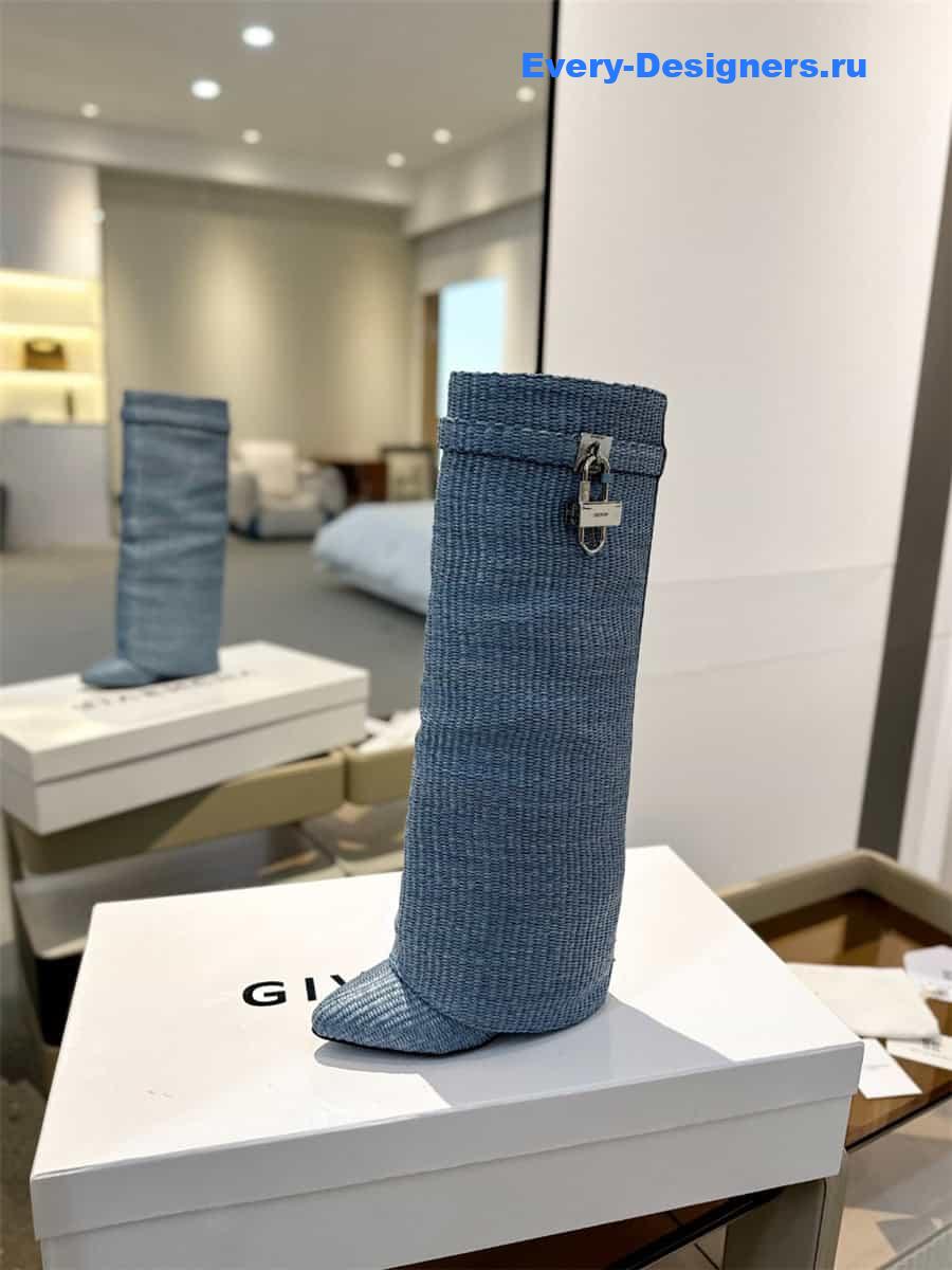 Givenchy Shark Lock Raffia Knee-High Boots