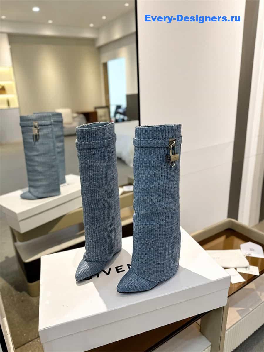 Givenchy Shark Lock Raffia Knee-High Boots