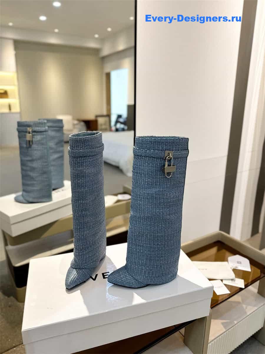 Givenchy Shark Lock Raffia Knee-High Boots