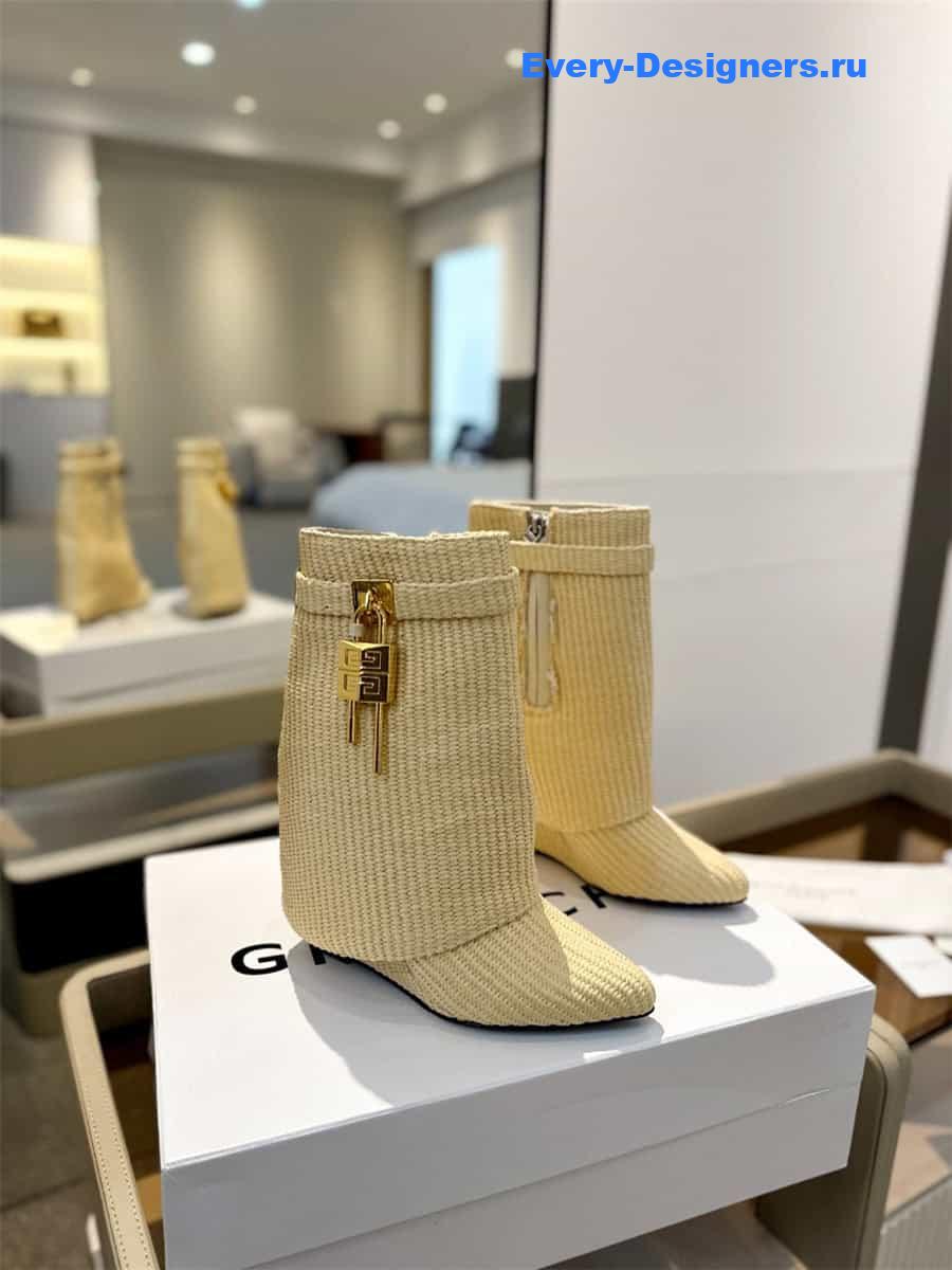 Givenchy Shark Lock Ankle Boots in Raffia