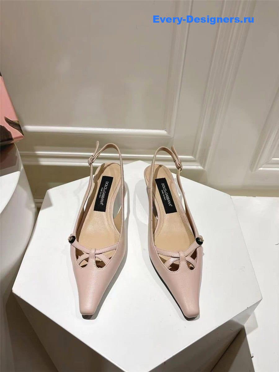 Dolce & Gabbana Light Pink Pointed Toe Slingback Heels