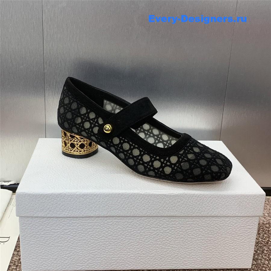 D10r mary jane black transparent mesh pumps