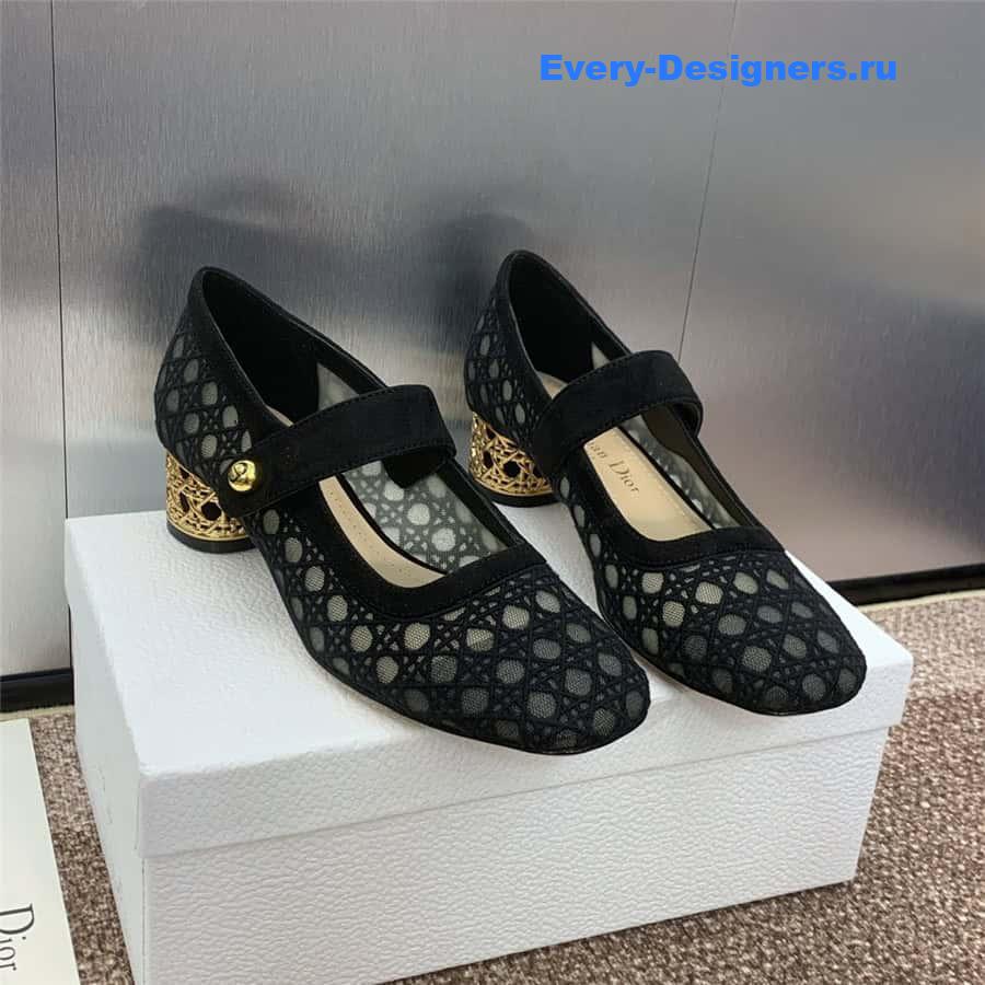 D10r mary jane black transparent mesh pumps