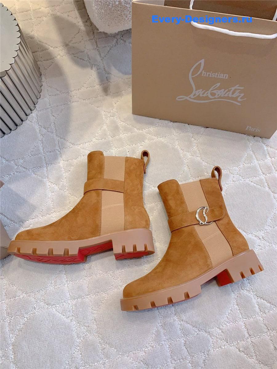 Chr1st1an louboutin brown chelsea suede ankle boots