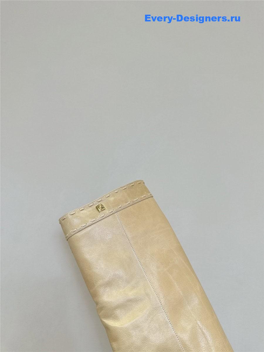 F**di beige leather high-heeled boots