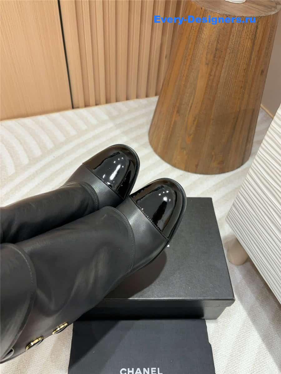 Ch**el leather foldover logo boots