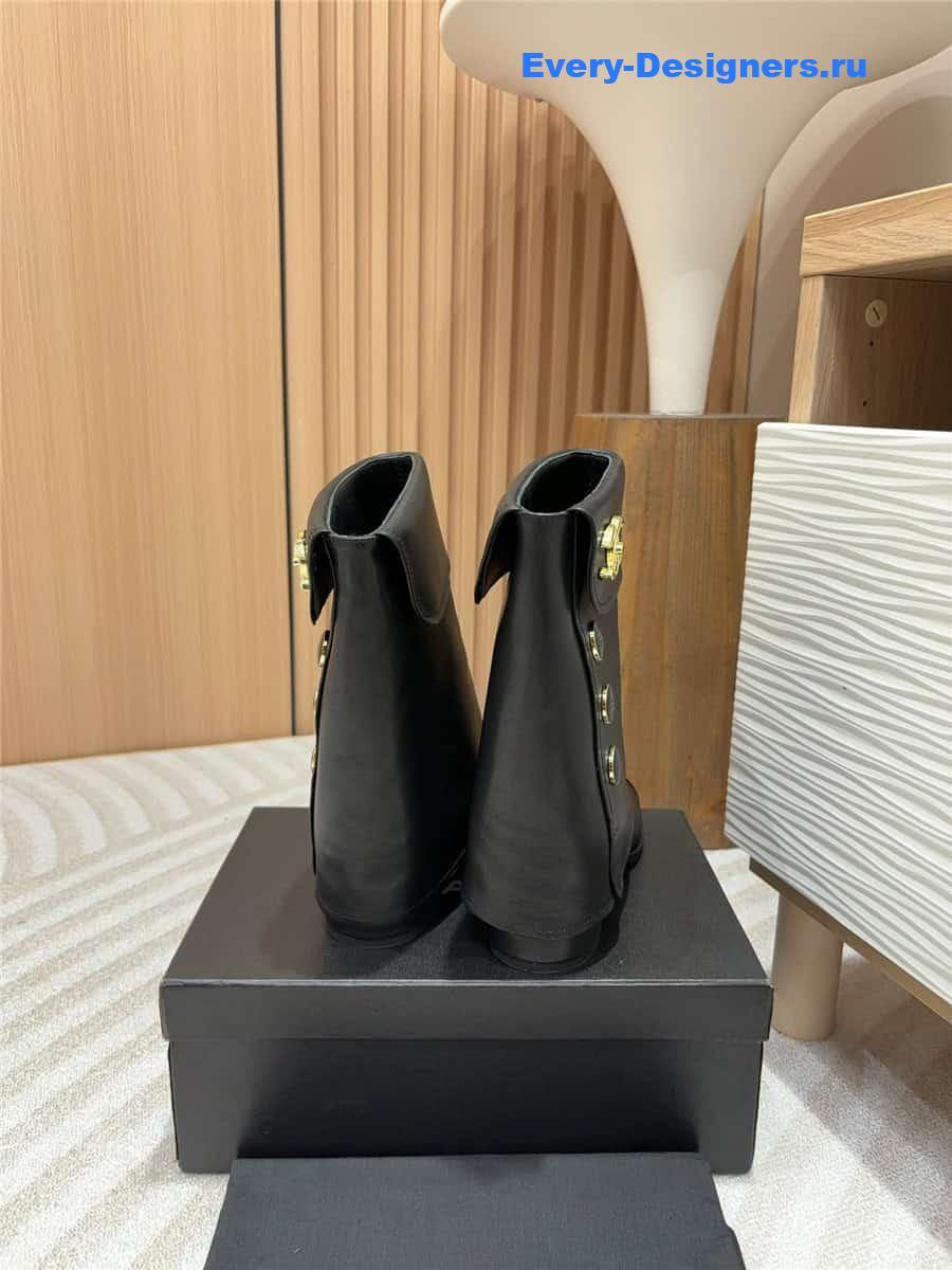 Ch**el leather foldover logo boots