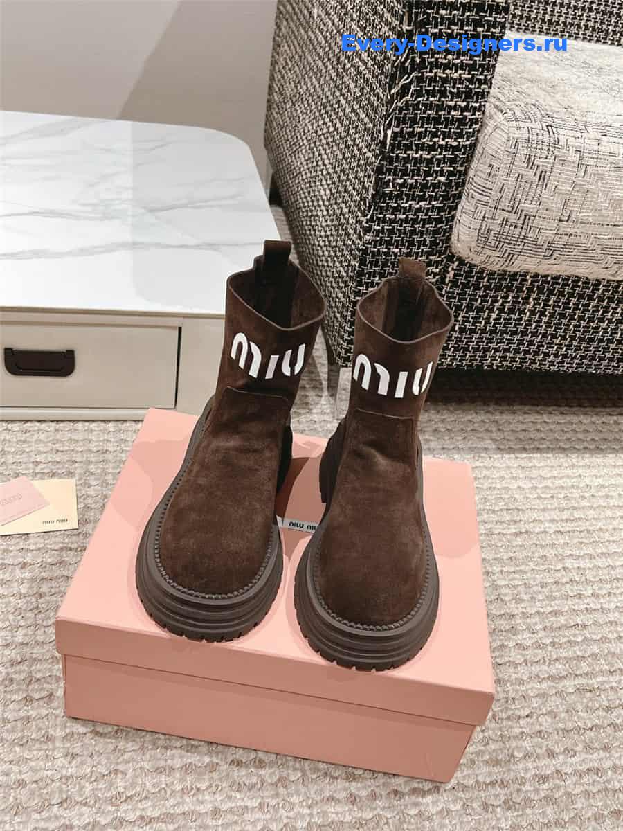 Miu Miu Logo Sedue Platform Ankle Boot