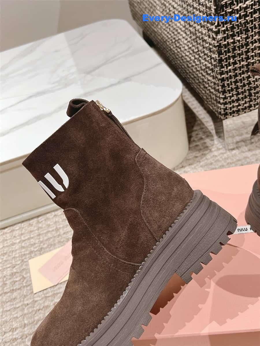 Miu Miu Logo Sedue Platform Ankle Boot