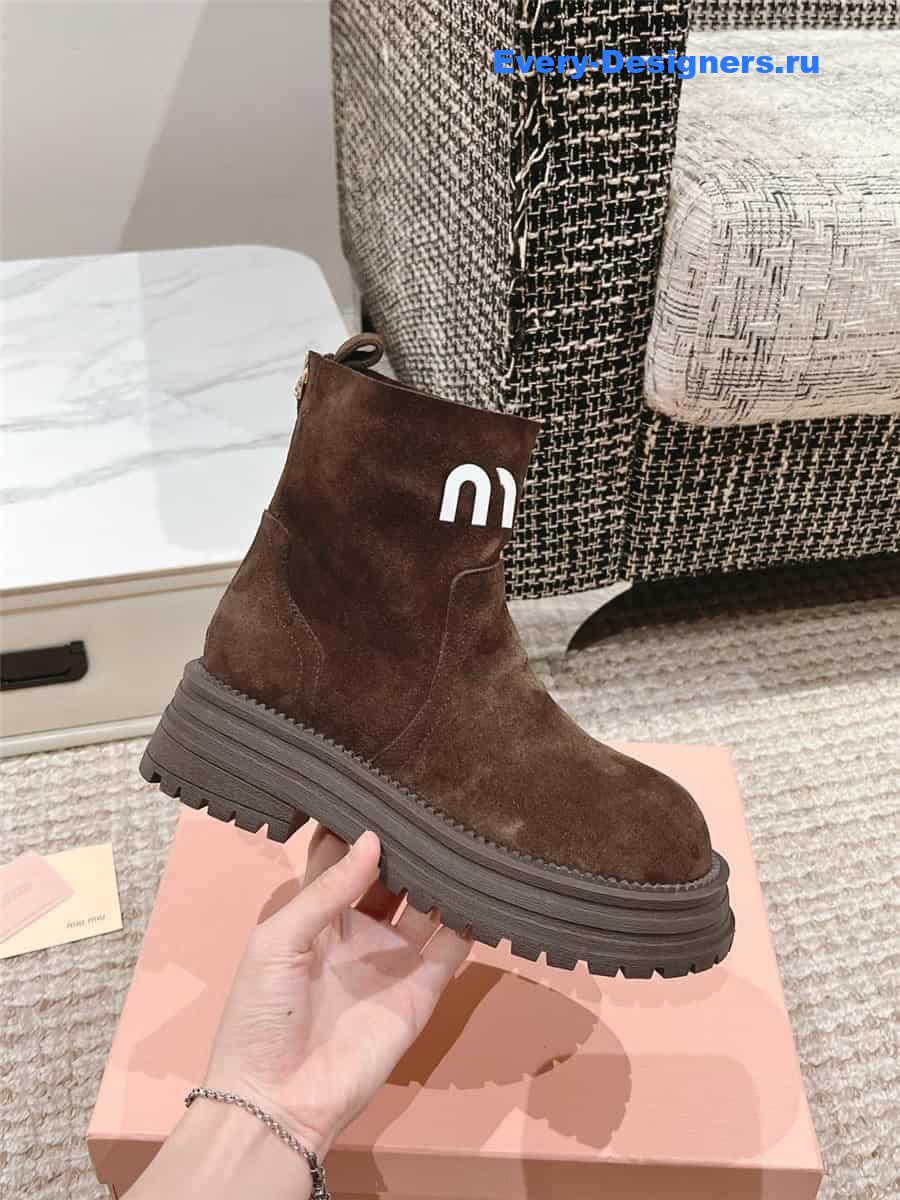 Miu Miu Logo Sedue Platform Ankle Boot